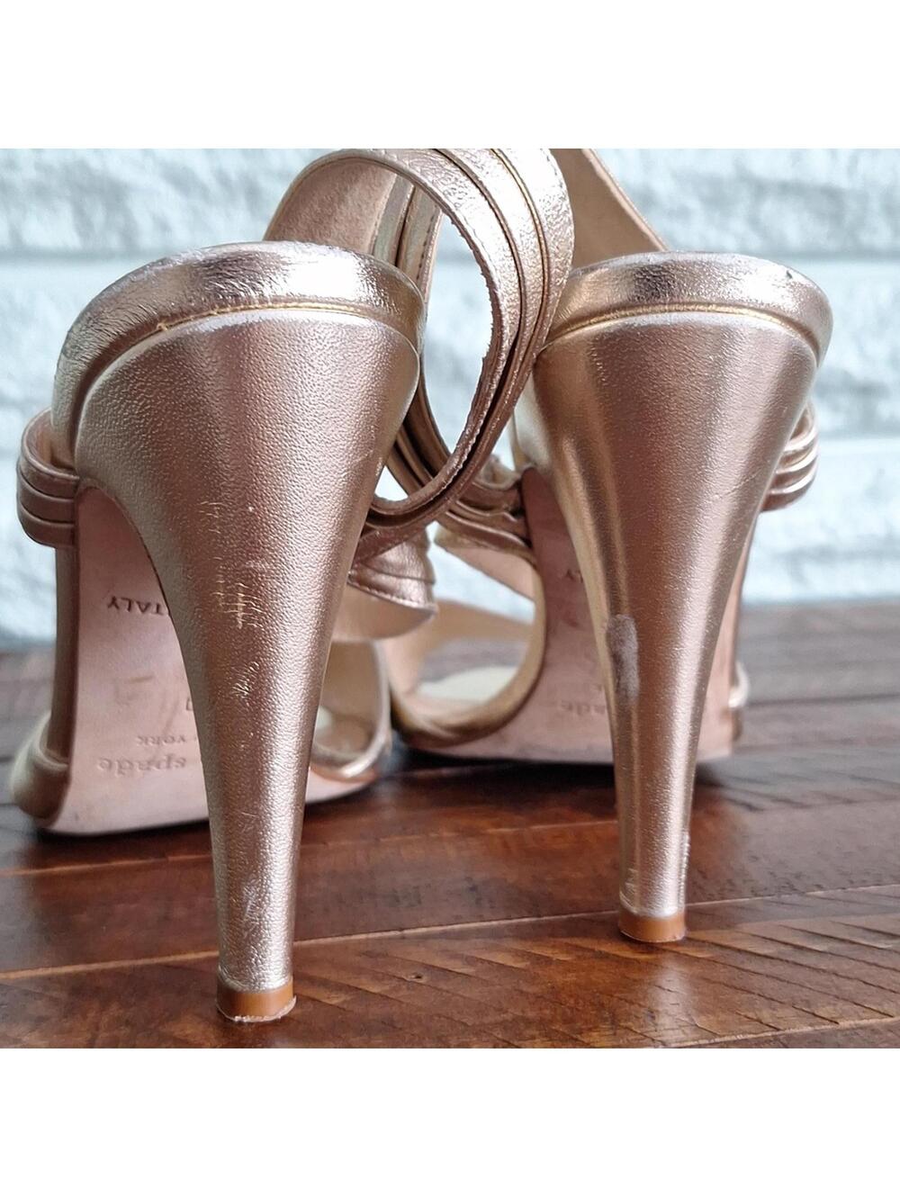 Kate Spade Shiny Nude Open Toe Heel Size 9 - Picture 5 of 9